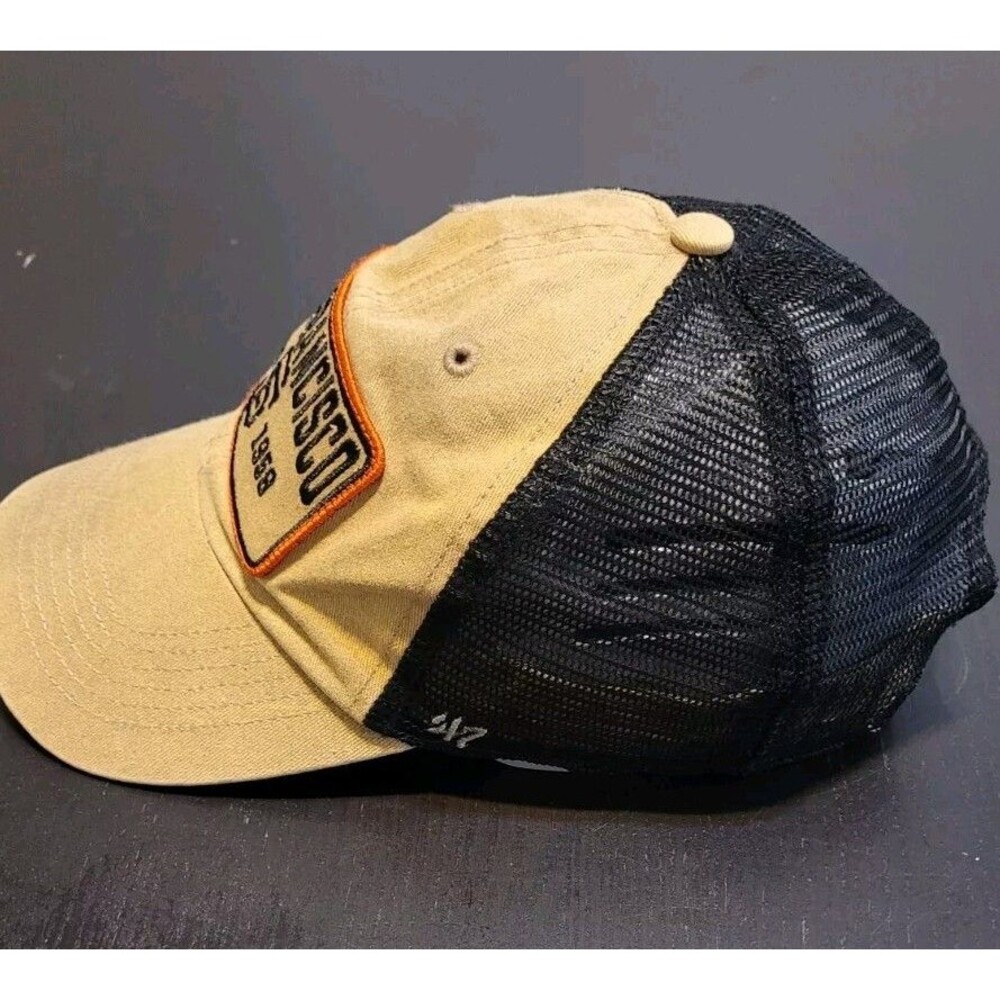 San Francisco Giants Hat '47 Brand Gaudet Khaki Clean Up Mesh Snapback Patch Cap - Picture 2 of 6